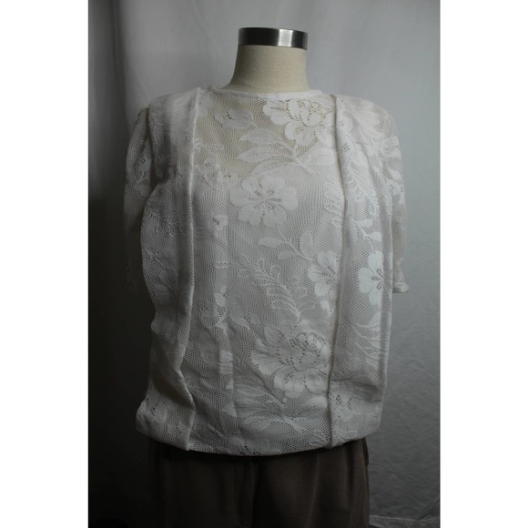 Vintage 80s/90s Reworked White Lace Pleated Top - Picture 3 of 8